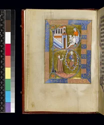 MS 300 f.XIII, fólió a francia Izabella zsoltárából és óráiból, Párizs, 1265–1270 körül (toll, tinta és tempera pergamenen)