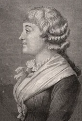 Madame Roland, Rambert nyomán Stephane Pannemaker (1847-1930) metszete, Louis Blanc (1811-82) "Histoire de la Revolution Francaise" című művéből