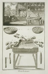 Palackdugók gyártása Denis Diderot (1713-84) Encyclopedie des Sciences et Metiers-ből, 1770 körül.
