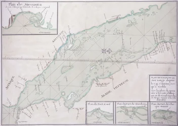A Vörös-tenger déli részének kéziratos térképe Afrika szarvától és Jementől egészen Dzsiddáig, 1740 körül
