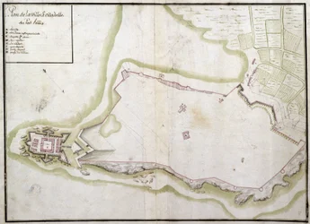 Port Louis városának és fellegvárának térképe