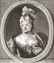 Marianne Duclos de Chateauneuf, 1664 - 1747. Francia komédiás. Az 1908-ban megjelent Les Heures Libres című kötetből.