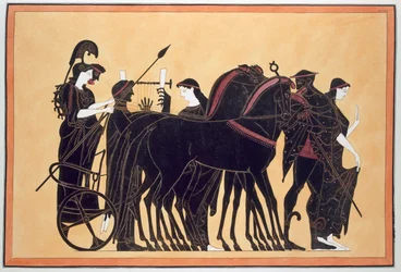 Minerva harci szekéren kísérőkkel, megjelent 1808-10