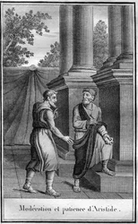 Az igaz Arisztidész (ógörög Arisztidész), athéni államférfi mértékletessége és türelme, c. 550 Alopece démájában, meghalt 467. In „” Az ókori történelem szépségei vagy nagy emberek emlékezetes tényei és mondái””