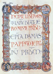 Ms 154 fol.3 Szövegoldal virágos szegéllyel, Szent Jeromos leveleiből