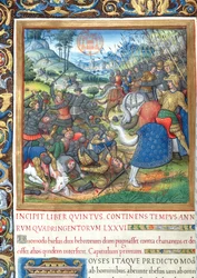 Ms. 1581 f. 154 Illusztráció a VIII. könyvből (Dávid halálától Akháb haláláig), Flavius Josephus A zsidók régiségei (Antiquitates Judaicae) 1. fejezete – Hogyan Salamon, amikor