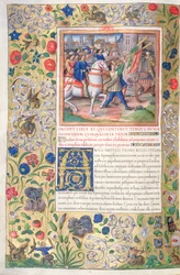 Ms. 1581 f. 211v Illusztráció a XI. könyvből (Círusz első évétől Nagy Sándor haláláig), Flavius Josephus A zsidók régiségei (Antiquitates Judaicae) 1. fejezetéből - Ho