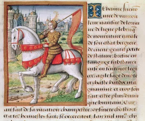 Ms 17 f.76 Joan of Arc a Híres nők életéből, 1505 körül