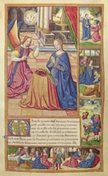 Ms 17 fol.2 Az Angyali üdvözlet és Krisztus gyermekkora, Vie des Femmes Celebres, 1505 körül