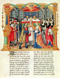 Ms 18 f.185v Burgundi Mária és I. Maximilian osztrák császár házassága, Philippe of Commines emlékirataiból (1445-1509)