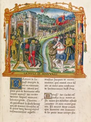 Ms 18 f.92r Beauvais ostroma, Charles le Temeraire, Burgundia hercege, 1472. június 27., Philippe of Commines (1445-1509) emlékirataiból