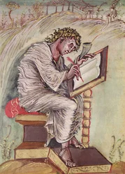 Ms 1 fol.18v St. Matthew, az Ebbo-evangéliumokból, 816-835 körül
