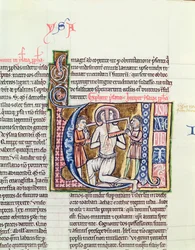 Ms 21 fol.98v Ézsaiás mártíromsága, egy Bibliából