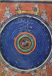 Ms 2200 f.115v. A világ, Arisztotelész szerint, miniatűr a De Philosophia Mundiból, Guillaume de Conches (1100-54) 1276-77