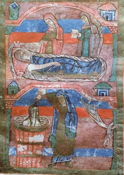 Ms 250 Dropsical nő, akit St. Radegund fürdői gyógyítottak, St. Radegund életéből