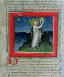 Ms 313 Isten teremtette a csillagokat, a Bible des Grands Augustins, 1494