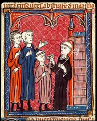 Ms 372 f.53r Egy gyermek, akit szülei vittek be a kolostorba, a Decrets de Gratienből