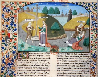 Ms 3878 Poverty and Fortune, illusztráció Giovanni Boccaccio (1313-75) „A jeles férfiak eseteiből”