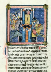 Ms 702 fol.295 Philippe-Auguste (1165-1223) Le Mans elfoglalása 1189-ben