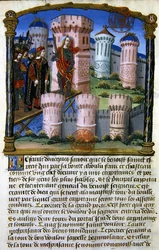 Ms 978 fol.33 „A kastély”, Gabrielle de Bourbon (vellum) laikusok számára készült spirituális értekezésének illusztrációja
