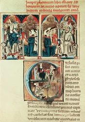 Ms Lat. 6912 fol.1v Egy zsidó tudós egy arab értekezés fordítását mutatja be Philippe dAnjounak