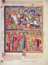 Ms M 638 fol.10r Joshua, a Morgan Picture Bible-ből, 1244-54 körül