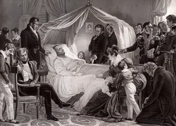 I. Napóleon halálos ágyán Szent Ilonán, 1821. május 5-én, Charles de Steuben festménye után