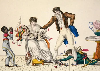 Újévi ajándékok, "le Bon Genre" 32-es tábla, 1800-1810 körül (színes metszet)