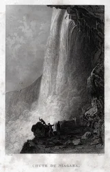 Niagara vízesés. (metszet, kb. 1860)