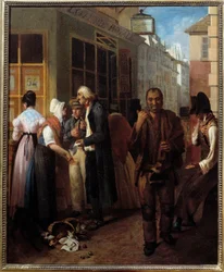 A Királyi Lottó Hivatala a restauráció alatt Anonymous XIX. századi festmény. Nap. 0,61x0,51 m Párizs, Carnavalet múzeum
