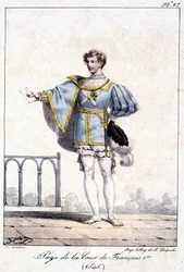 Egyoldalas metszet I. Francois udvarában 1545 körül.