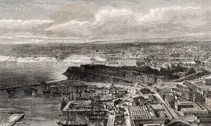 Oran - Algéria - metszet "" La France illustree: földrajz, történelem, statisztikai igazgatás"" V.A. Maláta-barna. 1884
