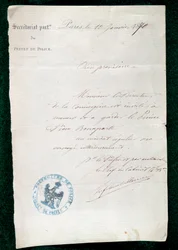 Pierre Bonaparte herceg (1815-1881) concierge-jének január 10-én kiadott bebörtönzési parancsa