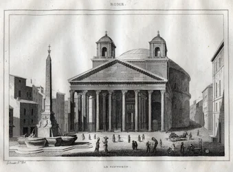 Pantheon - Róma - Róma - Metszet „Olaszország festői”-ből” - Olaszország történelmi és leíró festménye”, M. de Norvins, Ch. Nodier 1834-1836.