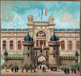 Párizs. 1889. évi egyetemes kiállítás: A hadügyminisztérium palotája.