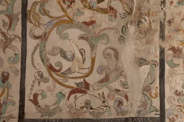Plébániatemplom (Solars Boldogasszony temploma). Belső. A hajók. Falfestmények. Részlet. 16. század (?).