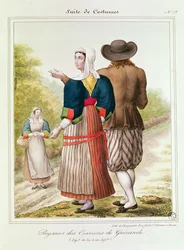 Parasztok Guerande-ból, a Les Costumes Bretons de Charpentier-ből