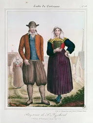 Parasztok Saint-Lyphardból, a Les Costumes Bretons de Charpentier-ből
