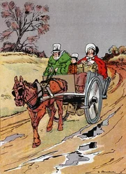„Peggotynak egy bevásárlókosár volt a térdén”, jelenet Charles Dickens (1812-70) „David Copperfield” című művének III. fejezetéből (színes litó)