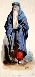 Perzsa nő, 1840 körül (színes litó)