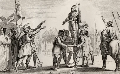 Pharamond, Franciaország legendás királya, Colart „Histoire de France” című művéből, 1840 körül megjelent