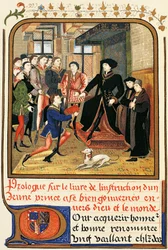 Philip Good (1396-1467) lombkorona alatt, metszet az Instruction jeune prince című könyvből, megtalálható a Dictionary of Furniture and Decoration, Henry Havard, II. kötetben