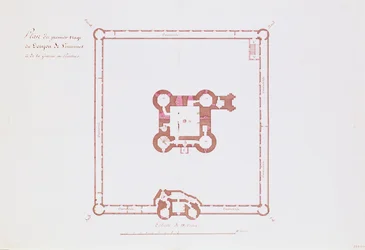 A Vincennes-i Donjon első emeletének terve, 1810 (toll és tinta papíron)