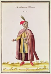 lengyel nemes, 1577 (színes metszet)