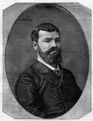 Henri-Paul (Henri Paul) Nenot (1853-1934) francia építész portréja, aki a párizsi Új Sorbonne-t tervezte. Metszet a ""The Illustrious World""-ben