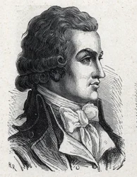 Antoine Pierre Joseph Marie Barnave (1761-1793) francia politikus portréja. Metszet 1889-ből. Magángyűjtemény.