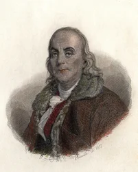 Benjamin Franklin (1706-1790) amerikai fizikus, filozófus és politikus portréja. a „Portraits des Hommes hasznos” című részben