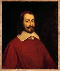 Jules Mazarin bíboros (1602-1661) portréja (Giulio Raimondo Mazzarino vagy Mazarino) A 17. századi Nap francia iskolája festménye. 0,74x0,6 m versailles, kastélymúzeum