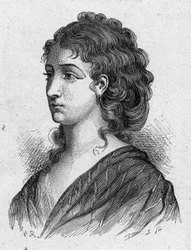 Cecile Aimee Renault (1774-1794), francia forradalmár portréja. Metszet 1889-ből. Magángyűjtemény.
