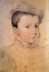 IX. Károly gyermek portréja (1550-1574). A francia iskola névtelen rajza